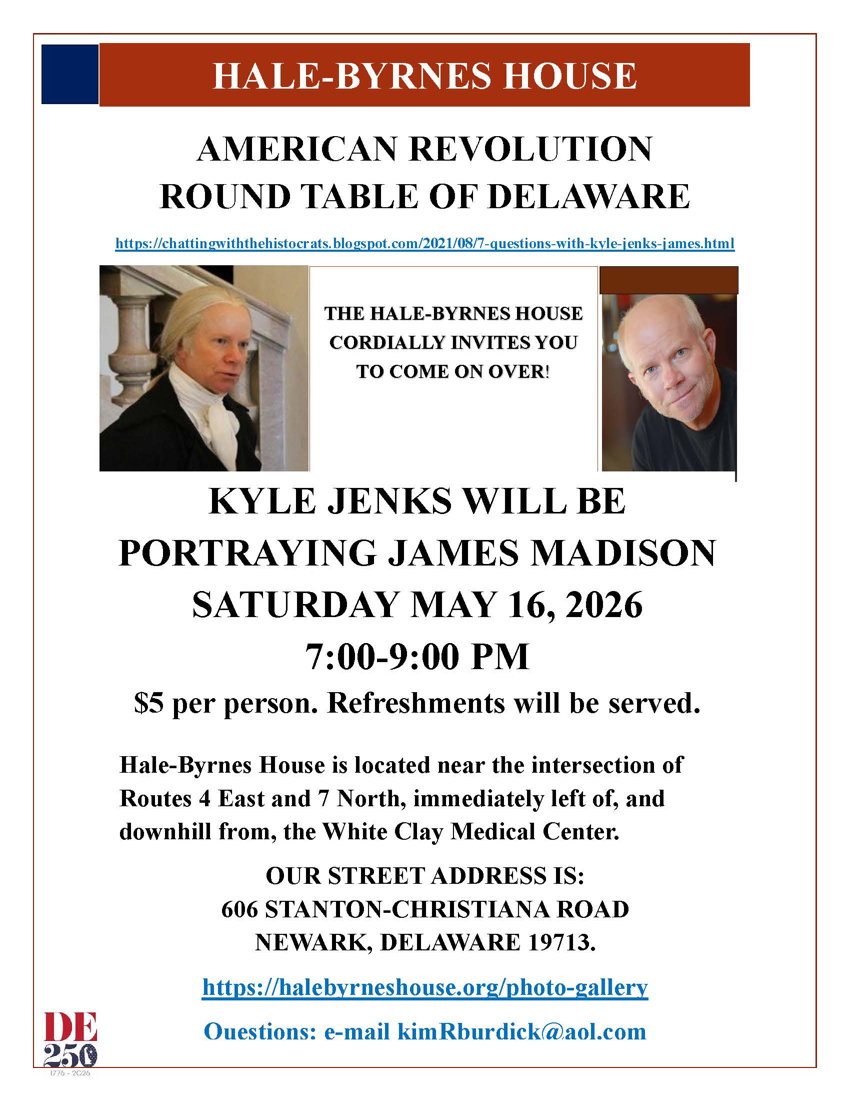 Kyle Jenks Portraying James Madison